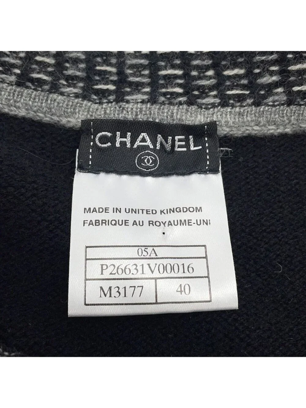 Chanel Cardigan CC Logo Cashmere 40 Black